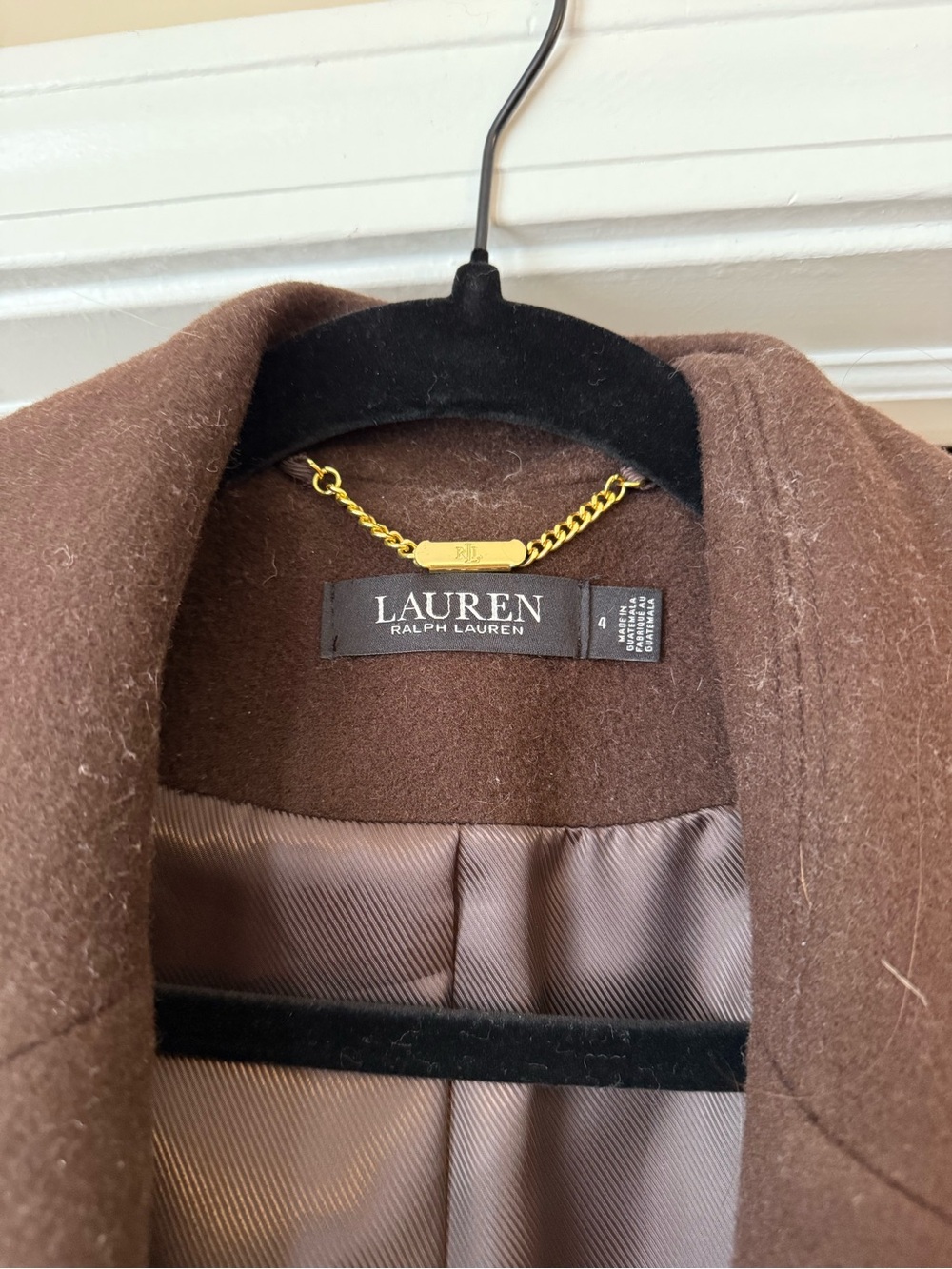 Ralph Lauren Chocolate Brown Wool Wrap Coat - Picture 2 of 10